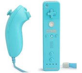 2 in 1 Manette Wiimote Controller Nunchuk intégré Motion Plus pour Nintendo Wii Bleu + cas en silicone