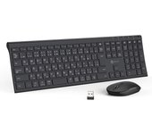 Teclado inalámbrico iClever con diseño JIS japonés, silencioso, ultrafino, tipo C, recargable, tamaño completo, con teclado numérico de 3 niveles negro