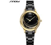 SINOBI, reloj de lujo para mujer, diseño Original, relojes de pulsera de cuarzo con diamantes para mujer, reloj para regalo para esposa, relojes de gran oferta para mujer negro