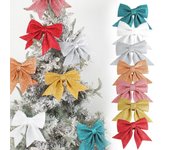 Lazo de Navidad Adorno para árbol de Navidad Lazo de lentejuelas con purpurina Decoración para fiestas navideñas