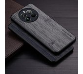 Funda para Realme 12 Pro Plus 5G Funda de cuero con patrón de madera de bambú Funda de lujo para oppo realme 12 pro plus funda capa Realme 12 Pro Plus negro