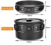 Juego de utensilios de cocina para acampar y senderismo, juego de utensilios de cocina portátiles para Picnic, olla de alúmina, sartén, viaje naranja