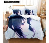 Juego de sábanas con estampado 3D de Anime Demon Slayer, juego de cama individual, doble, matrimonial, Queen y King, juego de funda nórdica para dormitorio de adultos y niños EU single(135x200cm)