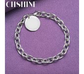 Pulsera redonda de plata de ley 925 de CHSHINE para mujer, joyería de moda para bodas y fiestas 20CM 8inches