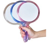 Espejo de maquillaje Imagen clara Agarre cómodo Cosméticos de buen reflejo Sin rebabas Espejo de aumento de mano de doble cara Suministro de regalo púrpura