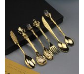 Juego de 6 cucharas de café vintage para helado, mermelada, postre, vajilla con cabeza de cristal, regalo y manualidades.