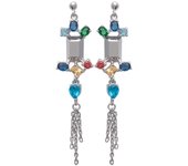 Les Trésors De Lily [L7476] - Boucles argent 'Sissi' multicolore argenté (rhodié) - 55x12 mm varios colores