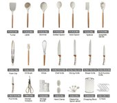 Juego de utensilios de cocina 31 Uds utensilios de cocina resistentes al calor mango de madera utensilios de cocina de silicona azul