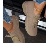 Zapatillas de deporte para mujer, zapatos casuales, zapatillas de malla transpirable con cordones, zapatos de plataforma vulcanizados para mujer, zapatos para mujer, zapatillas para mujer 35 gris