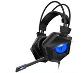 TAIOU Auriculares con cable USB para juegos Auriculares con sonido envolvente virtual 7.1 Auriculares deportivos electrónicos con negro