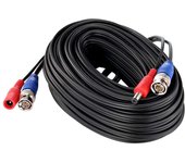 Cable de alimentación de video CCTV 2 en 1 de 60 pies/18,3 m, cable de extensión BNC para cámaras de vigilancia de seguridad del hogar, sistema DVR 1 Roll negro