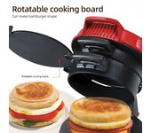 Tostadora portátil para hamburguesas, sándwiches, tortillas, desayuno, hamburguesas con aro antiadherente para cocinar huevos y panqueques. EU rojo