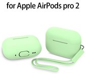 Cojín para auriculares, ajuste ajustado, anticaída, a prueba de polvo, a prueba de golpes, cobertura total de silicona con cuerda colgante, funda para auriculares para AirPods Pro 2 caqui
