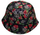Sombrero de pescador unisex para adultos con calavera y rosas de Cypress Hill S-M rojo/negro