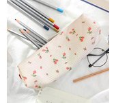 Bolso universal para bolígrafos, compacto, portátil, con estampado de flores, papelería, bolso escolar azul