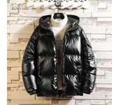 Chaqueta con capucha holgada, brillante, con cuello alto, acolchada y de algodón grueso para hombre, invierno 2021. 3XL for 160-175 lbs