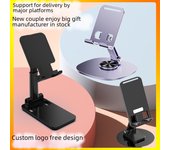 Soporte giratorio para TikTok para móvil y tableta: Soporte de escritorio de metal personalizable, plegable y multifuncional Desktop Stand