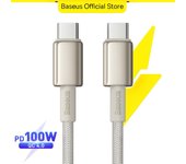 Cable de datos de carga rápida Baseus Tungsten Gold tipo C a tipo C 100 W para iPhone 15 Pro Max Macbook Samsung POCO 1m blanco