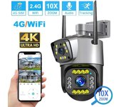 Nueva cámara IP 4G de doble lente de la UE WiFi 8MP 4K cámaras de vigilancia inalámbricas al aire libre casa inteligente visión nocturna V380 Zoom Digital CCTV Camara 4MP WiFi Camera