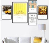 Pinturas en lienzo de construcción de bicicleta y coche amarillo nórdico, paisaje decorativo, carteles artísticos de pared e imágenes para decoración del hogar de la habitación de niña y niño 21x30cm No Framed