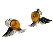 Les Trésors De Lily [P3318] - Pendientes de plata 'Colombes' ámbar coñac (rodio) - 12x11 mm marrón