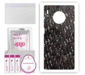 apgo Protective Skin Sticker for the back compatible with Huawei Mate 30 Pro, Wrap Film, Foil, Vinyl - Pattern Carbon Black Pixel