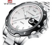 VA VA VOOM Reloj de Cuarzo Fecha de Moda Relojes de Cuarzo para Hombres Relojes de Primeras Marcas de Lujo Reloj Masculino Cronógrafo Deporte Reloj de Pulsera para Hombre Hodinky Relogio Masculino blanco