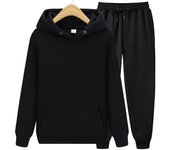 Traje deportivo de ocio con capucha de manga larga para hombre, de color sólido, moderno, con pantalones de color sólido S blanco