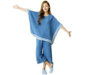 Conjunto de pijama de 2 piezas con poncho de Room Wear QW629 [Luanna Jenna] Talla 3/4 para mujer (azul) azul