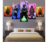 Lienzo sin marco, 5 piezas, Anime Demon Slayer Kimetsu No Yaiba Tanjiro Nezuko, carteles artísticos de pared, imágenes, pinturas para decoración del hogar 40x60 40x80 40x100cm