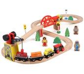 Juego de rieles de tren de madera de juguete