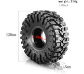 Control remoto orugas neumáticos de goma para coche 1,9 pulgadas 120*45mm 4 Uds reemplazo para TRAX4 RC4WD D90 Axial negro