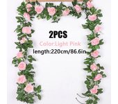 2 piezas de flores blancas artificiales rosas falsas colgantes de 2,2 m, plantas de enredaderas, hojas artificiales, guirnalda de flores, decoración para fiestas de bodas