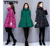 Chaqueta acolchada de algodón de talla grande para mujer, capa de invierno con temperamento de palabra, versión coreana de chaqueta acolchada salvaje gruesa de longitud media XXL
