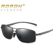 AORON Gafas de sol polarizadas Gafas de sol clásicas de moda Marco de aluminio UV400 Gafas antideslumbrantes para hombres Regalos gris/negro