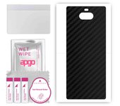 apgo Protective Skin Sticker for the back compatible with Sony Xperia 8 Lite, Wrap Film, Foil, Vinyl - Pattern Carbon Black
