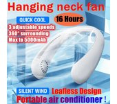 2024 actualización ventilador de cuello portátil manos libres Mini ventilador Personal sin aspas USB recargable 3 velocidades ventilador enfriador de aire deportes al aire libre blanco