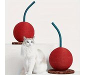 Rascador exclusivo con forma de cereza para gatos de interior: bola rascadora de sisal y poste vertical CH-01