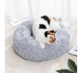 Nido para gatos, alfombra peluda suave y redonda, cama para perros y gatos de interior, suministros para mascotas, cama de almohada extraíble lavable a máquina para mascotas pequeñas