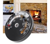Termómetro magnético para estufa de leña, ventilador de chimenea con sonda, herramienta para horno y barbacoa. negro
