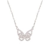 Les Trésors De Lily [Q2856] - Collier Argent 'Papillon' blanc argenté (rhodié) - 15x11 mm blanco