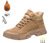 Nuevas botas de trabajo industriales de moda cálidas de invierno para hombres, zapatos con puntera de acero indestructible, calzado masculino antiperforación 40