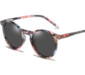 Gafas De Sol polarizadas para mujer, Gafas De Sol redondas Retro De diseñador De marca, Gafas Vintage para mujer, Gafas UV400, Gafas De Sol C1 Black-Black