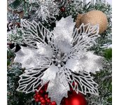 Adornos para árboles de Navidad Adorno de flores de simulación navideña 5 piezas plata