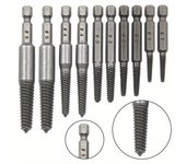 Extractor de tornillos de cabeza rota con vástago hexagonal de 10 piezas, destornillador de cabeza rota para sacar el taladro eléctrico, juego de herramientas 10pc extractor set