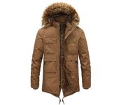 Nueva chaqueta de invierno para hombre, prendas de vestir informales gruesas, chaquetas a la moda con cuello de piel para hombre, Parkas a prueba de viento, abrigo cálido de terciopelo con capucha 4XL negro