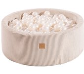 Piscina de bolas redonda MeowBaby® 90x30cm con 200 bolas, pana, crudo 90x30 cm