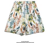 Pantalones cortos de playa hawaianos de seda helada para hombre, diseño fino de verano, estilo japonés, retro, americano, marca de moda, pantalones casuales de cinco cuartos M blanco