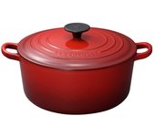 Le Creuset Cocotte Ronde 24 Cherry - Olla japonesa de hierro fundido esmaltado a gas IH apta para lavavajillas, 2 asas, 1,5 cm, color rojo, para horno, [producto autorizado]