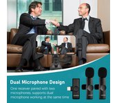 Sistema de micrófono inalámbrico Andoer OneTriggerTwo Mini 2.4G(2 transmisores + 1 receptor) Clipon One-Trigger-One